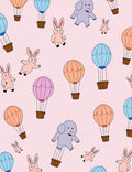 Whimsical Bunny Hot Air Balloon Adventure Rug