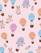 Whimsical Bunny Hot Air Balloon Adventure Rug