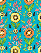 Bright Floral Tropical Garden Rug