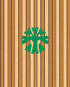 Green Tree On Wood Plank Background Rug