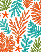 Ocean Coral Starfish Green Blue Orange Rug