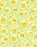 Yellow Bear With Green Vines and Flowers Rug