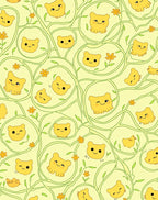 Yellow Bear With Green Vines and Flowers Rug