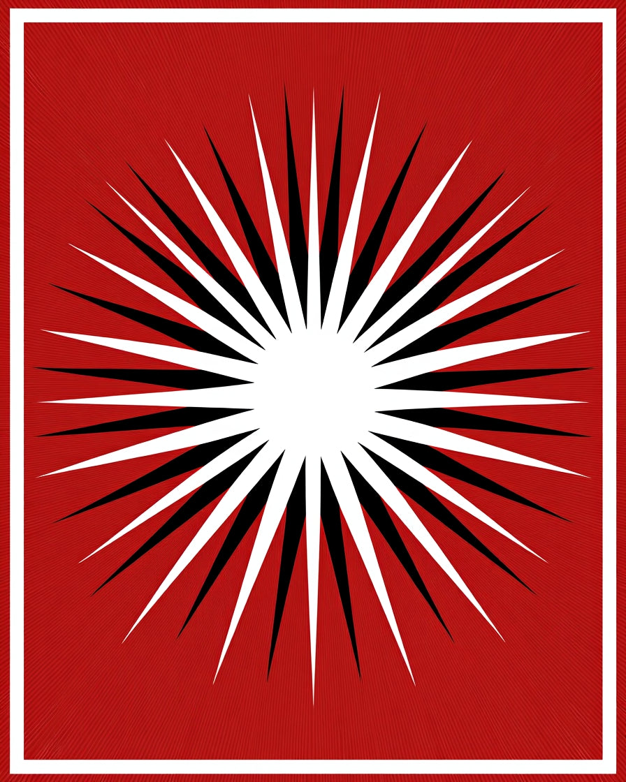 Radiant Sunburst Red Black White Rug