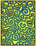 Bold Yellow Skull Swirls Rug