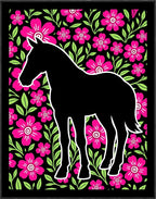 Black Horse Pink Floral Meadow Rug