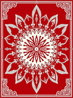 Red Cream Symmetry Petal Layout Rug