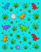 Cute Dinosaur Jungle Fern Playful Rug
