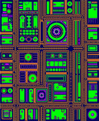 Retro Circuit Board Neon Rug