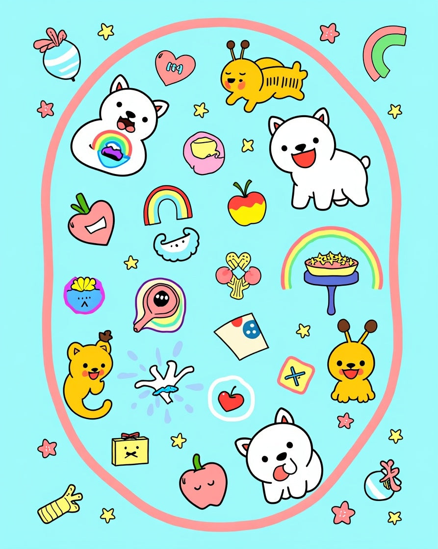 Cute Cartoon Dog Rainbow Apple Heart Rug