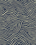 Navy Cream Woven Waves Rug