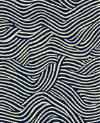 Navy Cream Woven Waves Rug