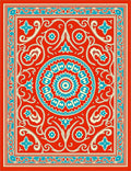 Vibrant Red Turquoise Floral Medallion Rug