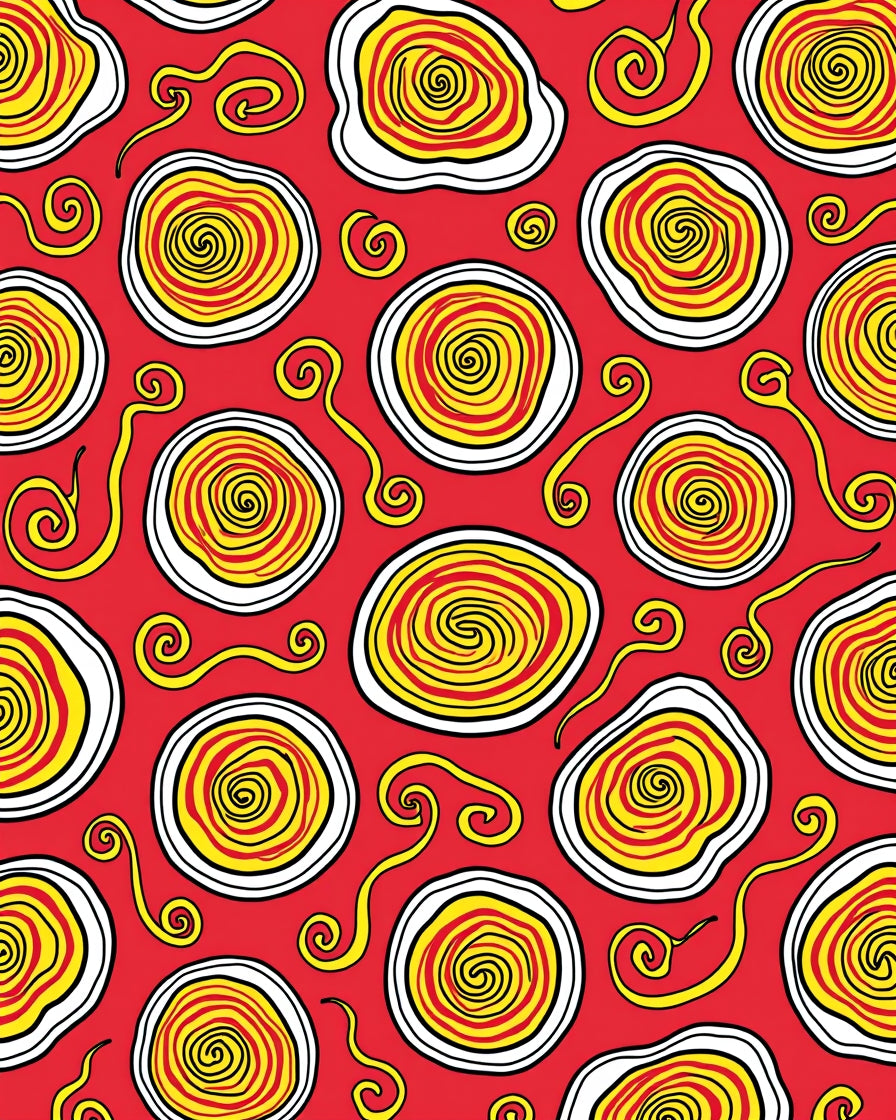 Crimson Swirling Spiral medallion Rug
