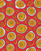 Crimson Swirling Spiral medallion Rug