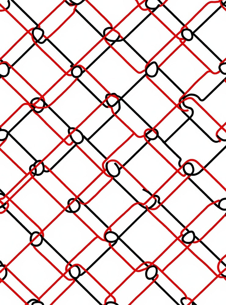Red Black Interlocking Diamond Weave Rug