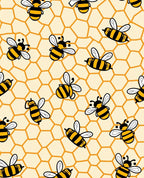 Whimsical Yellow Striped Bees Honeycomb Rug