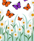 Whimsical Orange Purple Butterfly Garden Rug