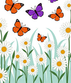Whimsical Orange Purple Butterfly Garden Rug