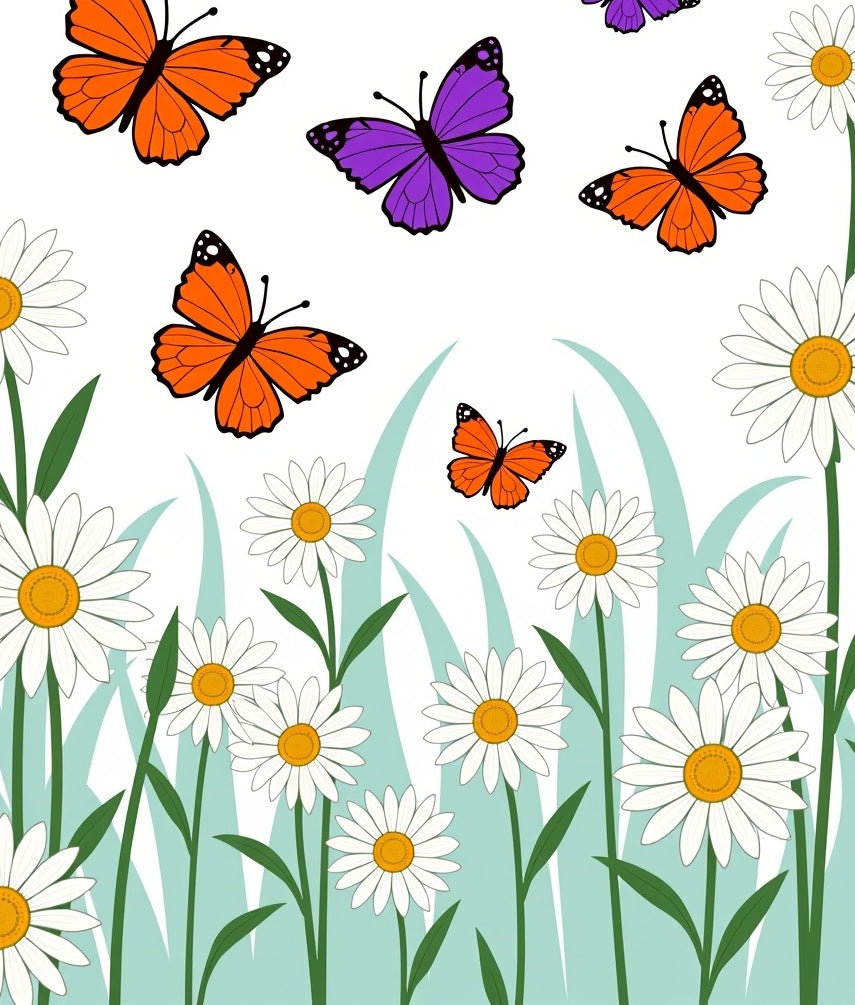 Whimsical Orange Purple Butterfly Garden Rug