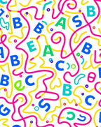 Retro Alphabet Swirls and Dots Rug