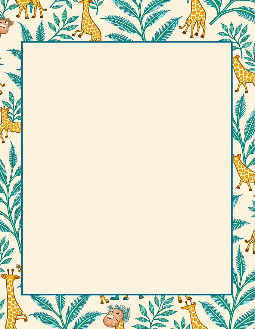 Whimsical Giraffe Foliage Pattern Rug