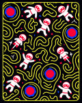 Astronaut Spacewarp Yellow Red Blue Rug