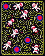 Astronaut Spacewarp Yellow Red Blue Rug