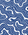 Marbled Blue Flowing Lines Rug
