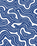 Marbled Blue Flowing Lines Rug