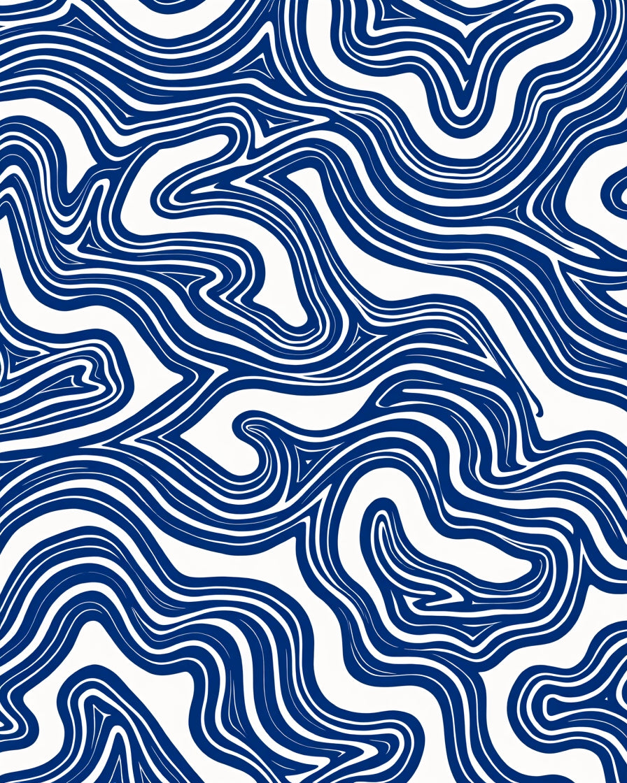 Marbled Blue Flowing Lines Rug