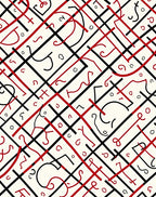 Bold Red Abstract Calligraphy Rug