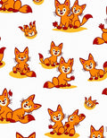 Playful Orange Fox Family Repeat Rug