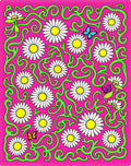 Pink Daisy Garden with Butterflies Rug