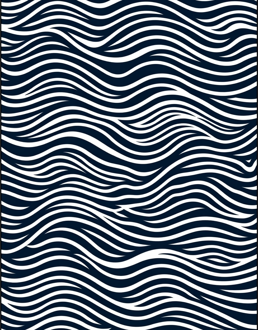 Deep Blue White Wavy Stripes Rug
