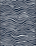 Deep Blue White Wavy Stripes Rug