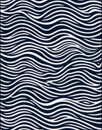 Deep Blue White Wavy Stripes Rug