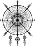 Tribal Feather Dreamcatcher Black White Rug