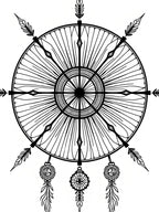 Tribal Feather Dreamcatcher Black White Rug