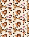 Playful Circus Animals Brown Beige Rug