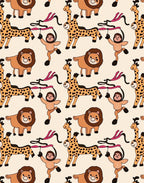 Playful Circus Animals Brown Beige Rug