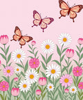 Pink Spring Butterflies Floral Garden Rug