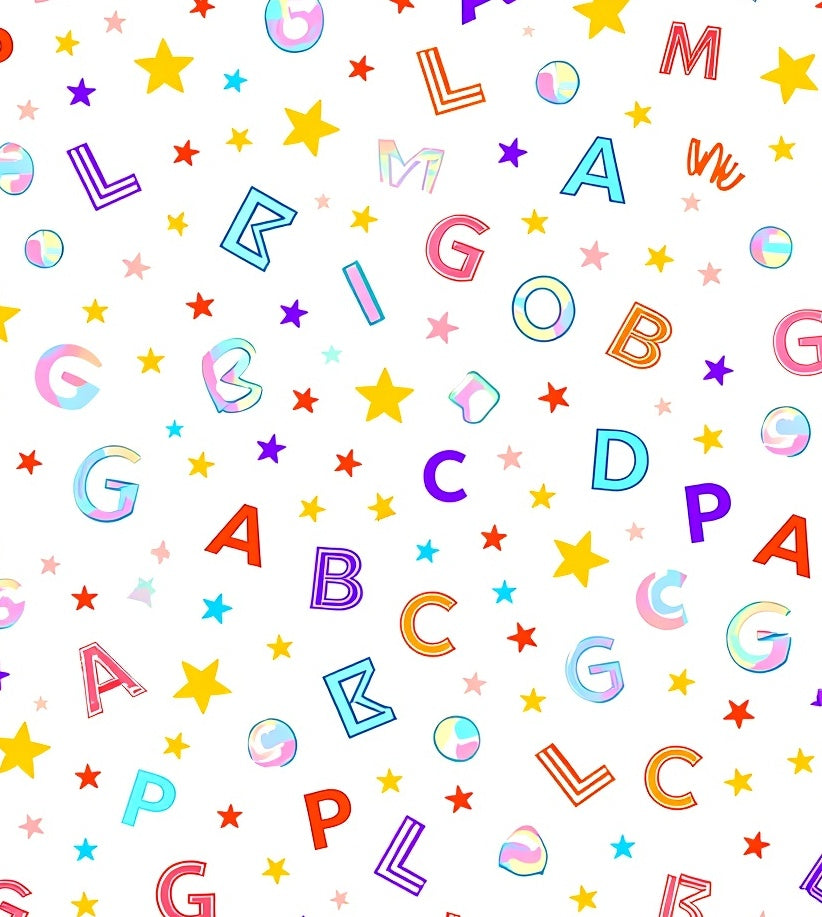Alphabetical Starburst Rainbow Letters Rug