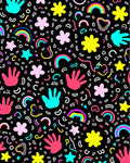 Vibrant Rainbow Hand Star Flowers Rug