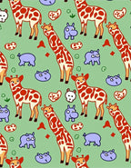 Whimsical Giraffe Safari Animals Rug