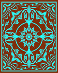 Brown Turquoise Radial Bloom Medallion Rug