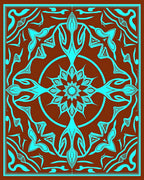 Brown Turquoise Radial Bloom Medallion Rug
