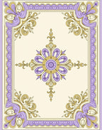 Lavender Gold Floral Frame Medallion Rug