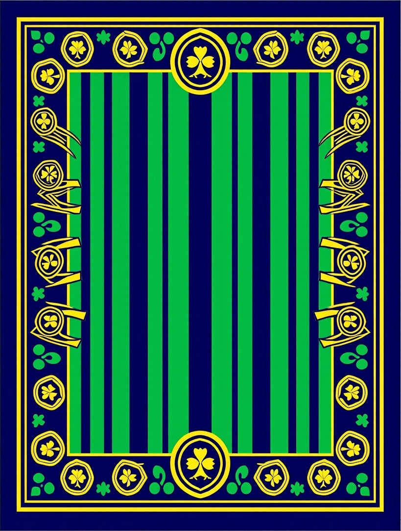Navy Green Striped Shamrock Border Rug