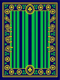 Navy Green Striped Shamrock Border Rug